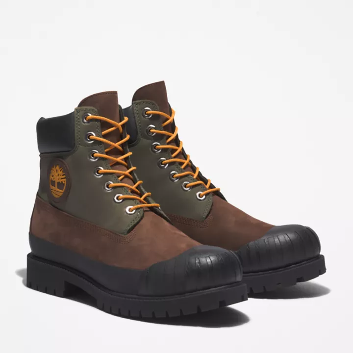 Bota Timberland Premium Masculina de 6 Polegadas com Biqueira de Borracha na Cor Marrom Escuro