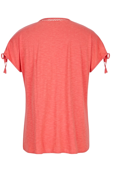 T-Shirt, Zierband-Nähte, Halbarm mit Schlitz
