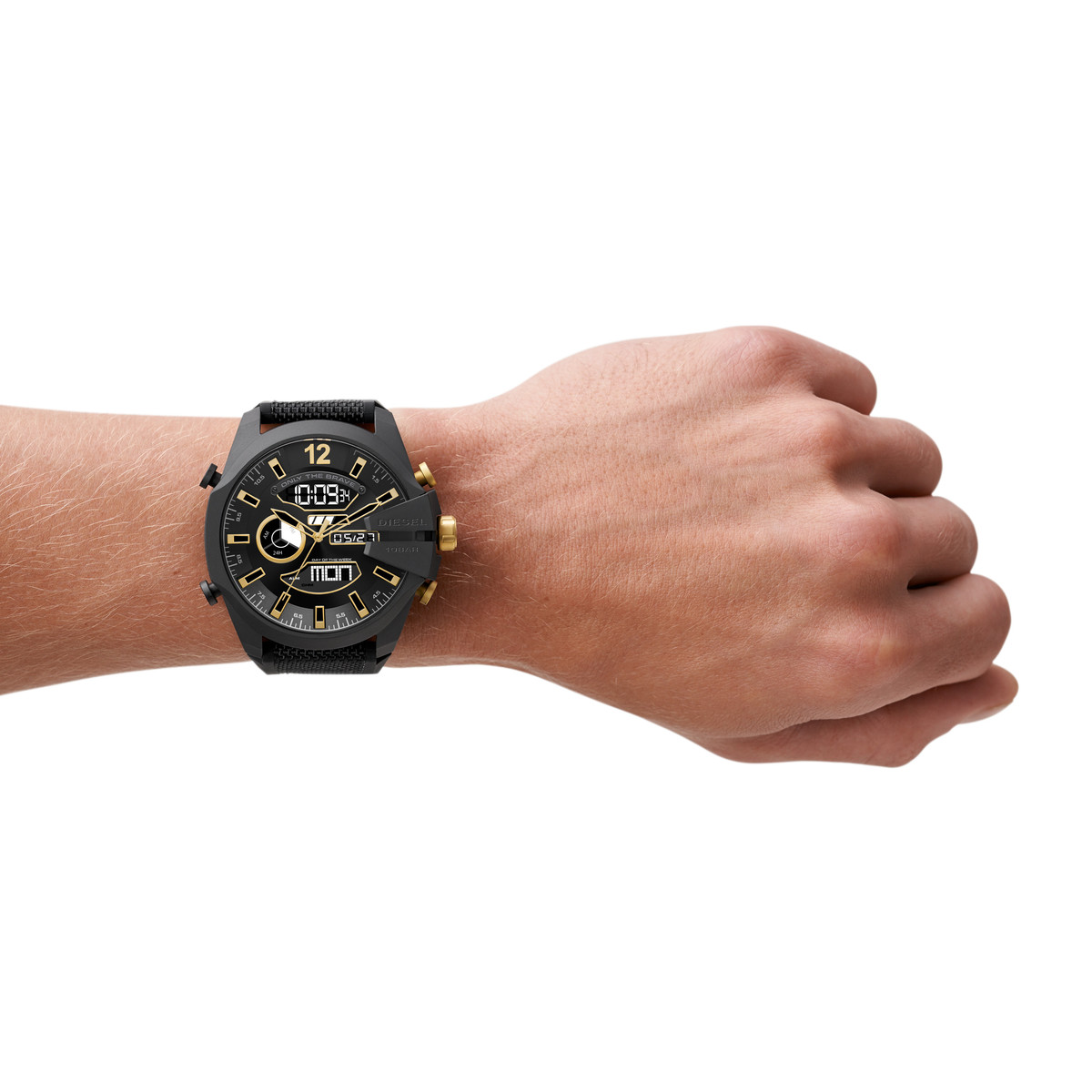 Montre DIESEL homme acier noir bracelet plastique noir