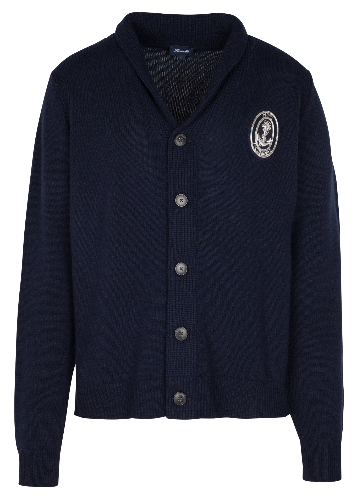 Gilet col v à revers roulé en laine et cachemire mélangés | Bleu