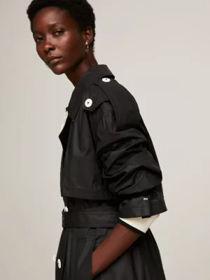 Trench coat oversized de abotoamento duplo