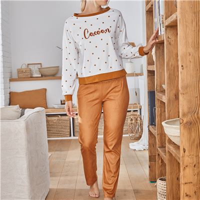 Pyjama femme velours à pois - BECQUET CRÉATION