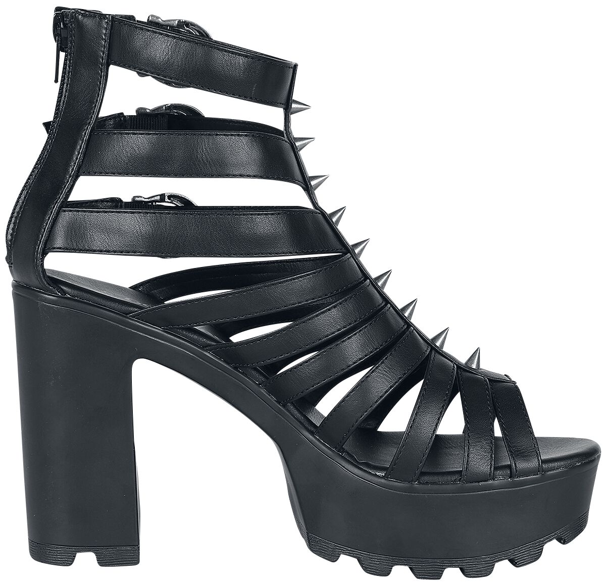 Talons Hauts Noirs Avec Sangles & Clous | Gothicana by EMP Talons hauts