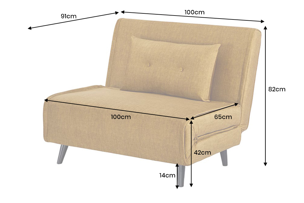 Retro Schlafsessel SMART MULTIFUNCTION 100cm senfgelb Vogue Velours Samt Bettfunktion