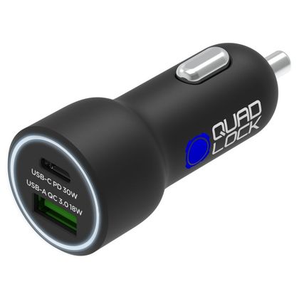 Adaptateur allume cigare Quad Lock DOUBLE USB - Noir