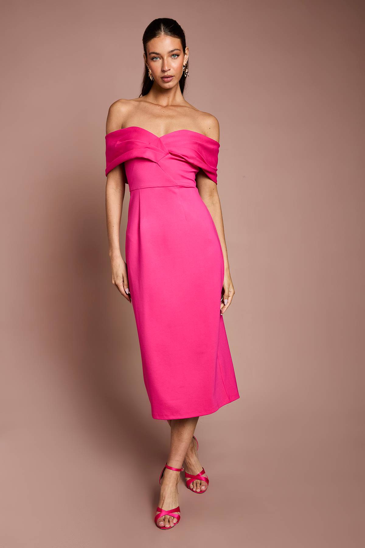 Coast Robe Midi Colonne Bardot en Ponte