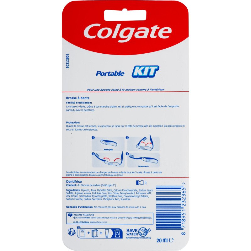 Kit de voyage Colgate Total, brosse à dents + dentifrice 20 ml