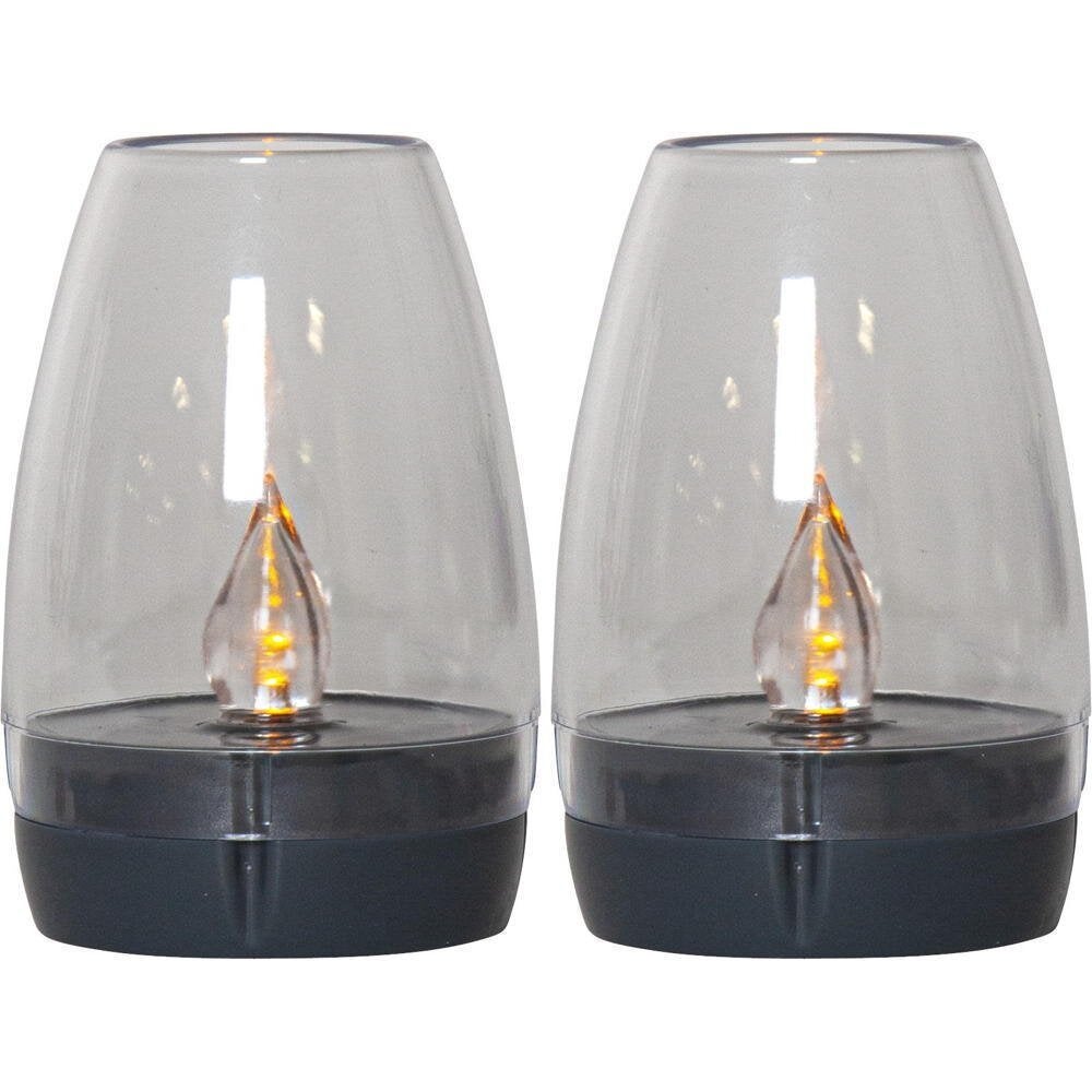 Tropea LED Solar Kaars in Zwart en Transparant 2x 0,06W IP44 met Schemersensor
