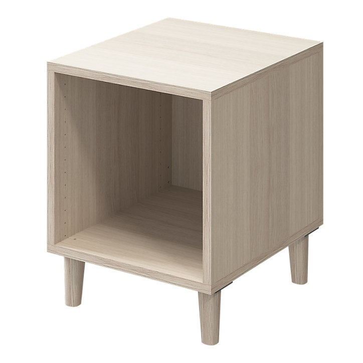 Table de chevet sur pieds blanche et effet chêne 2 tiroirs GoodHome Atomia H. 48,5 x L. 37,5 x P. 45 cm
