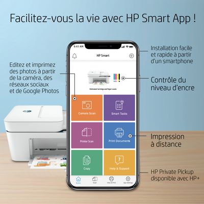 HP Deskjet 4130e - imprimante multifonction jet d'encre couleur A4 - Wifi - blanche, éligible Instant Ink