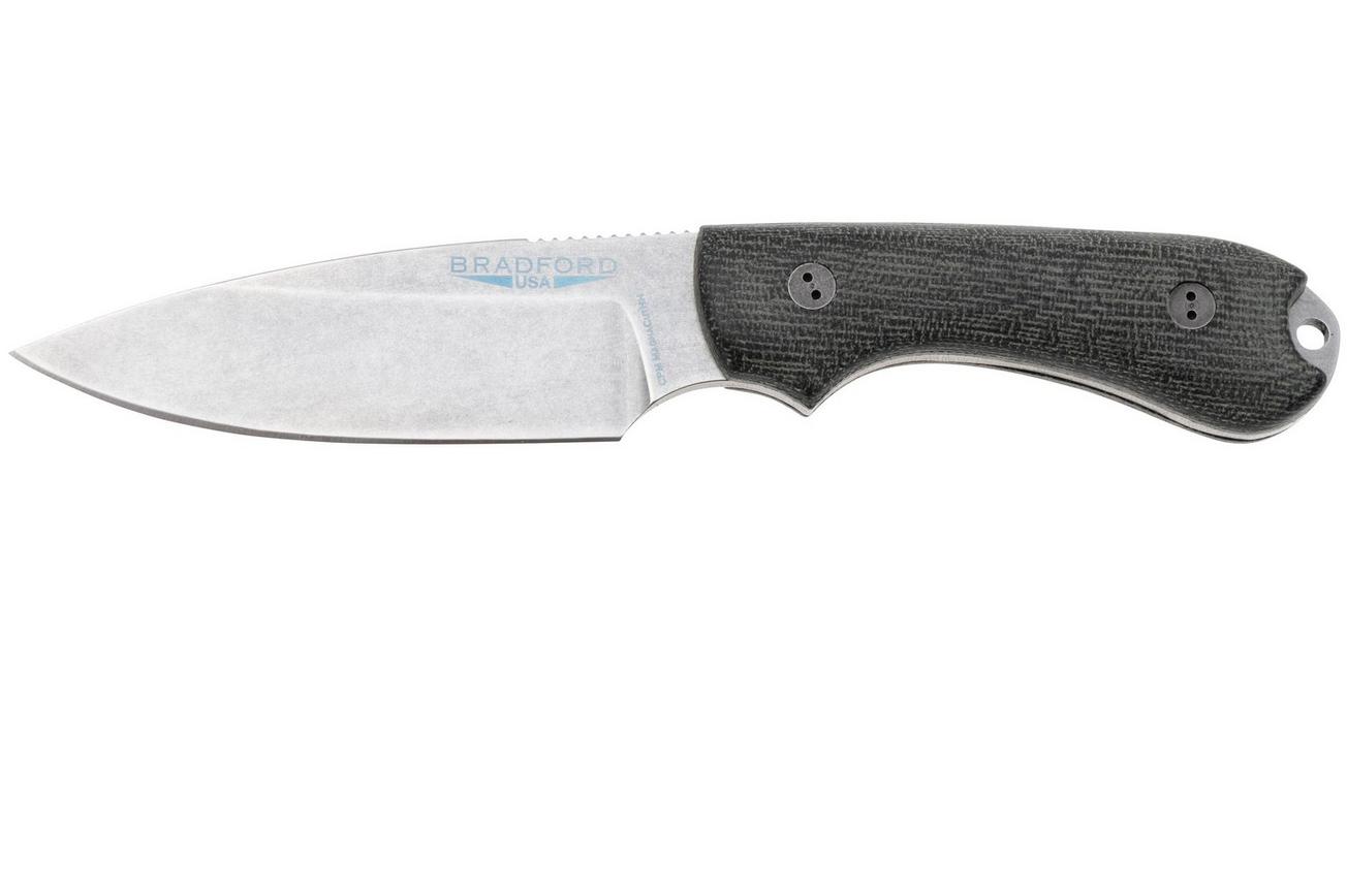 Bradford Knives Guardian 3, CPM-Magnacut High Hardness, Sabre Grind, Stonewashed Finish, 3D Black Micarta, vaststaand mes