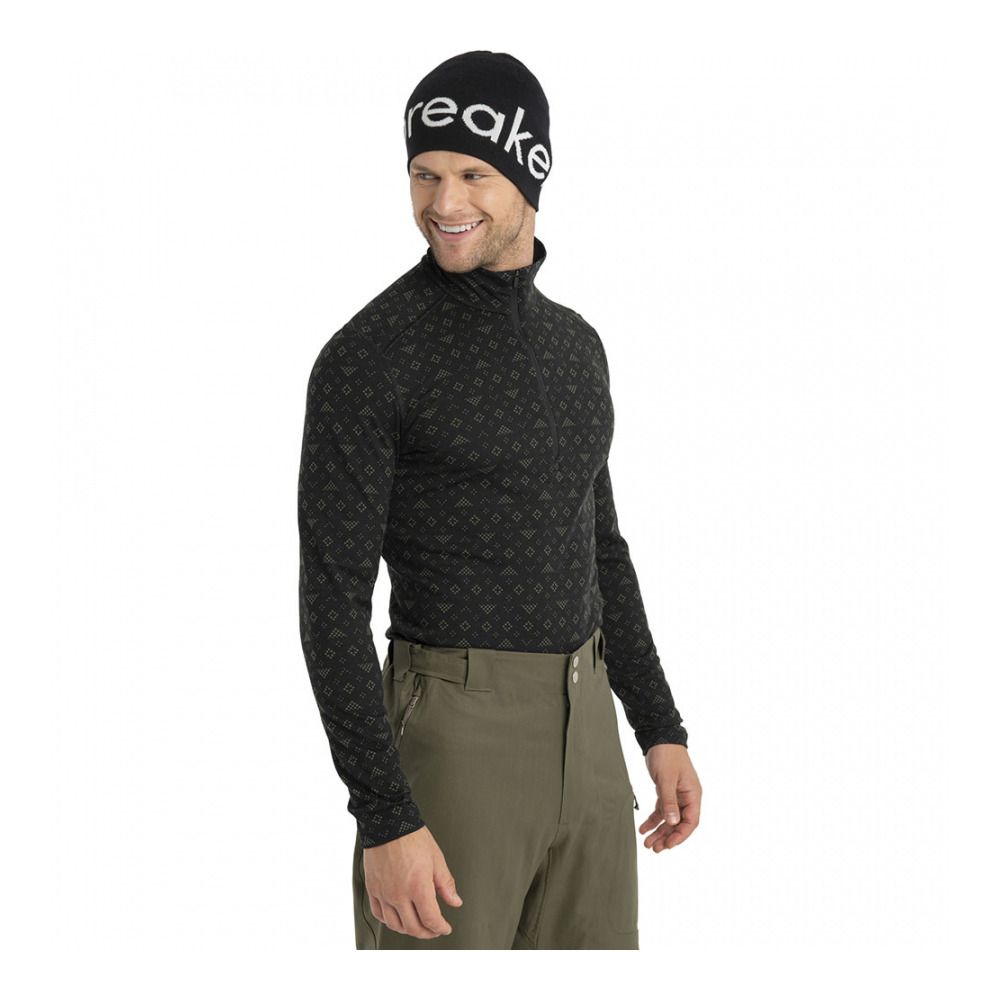 Icebreaker 200 OASIS FIRST SNOW - Sous-couche Homme black/loden/aop