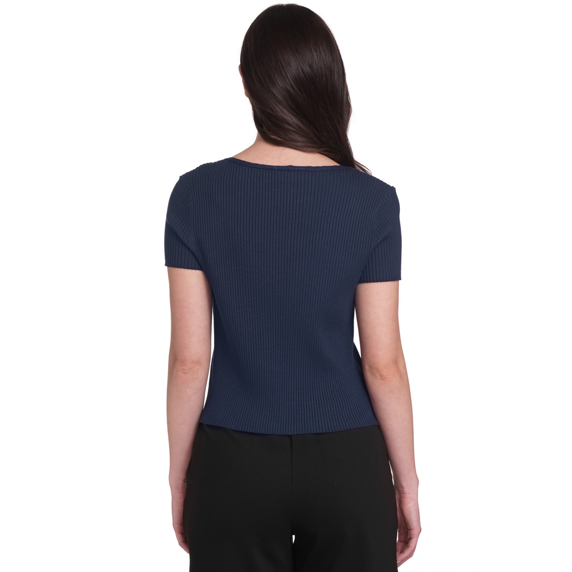 Gina Damen Strickjacke aus Rippstrick dunkelblau