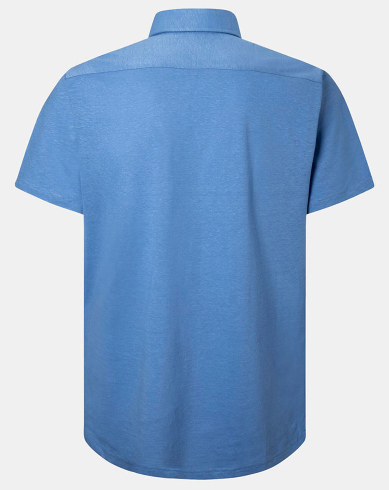 Hackett London Chemise en Lin & Coton Slim Fit manches courtes Tricot bleu moyen