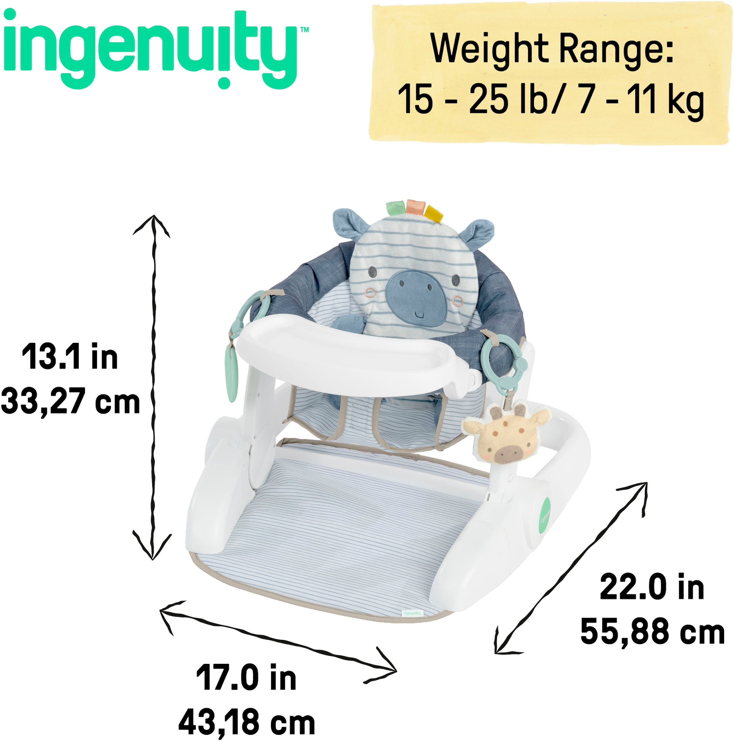 ingenuity Tischsitz »Prop Spot™ Learn-to-Sit™ - Casi™« inklusive 2 Spielzeugen und 3 bunten Anhängern