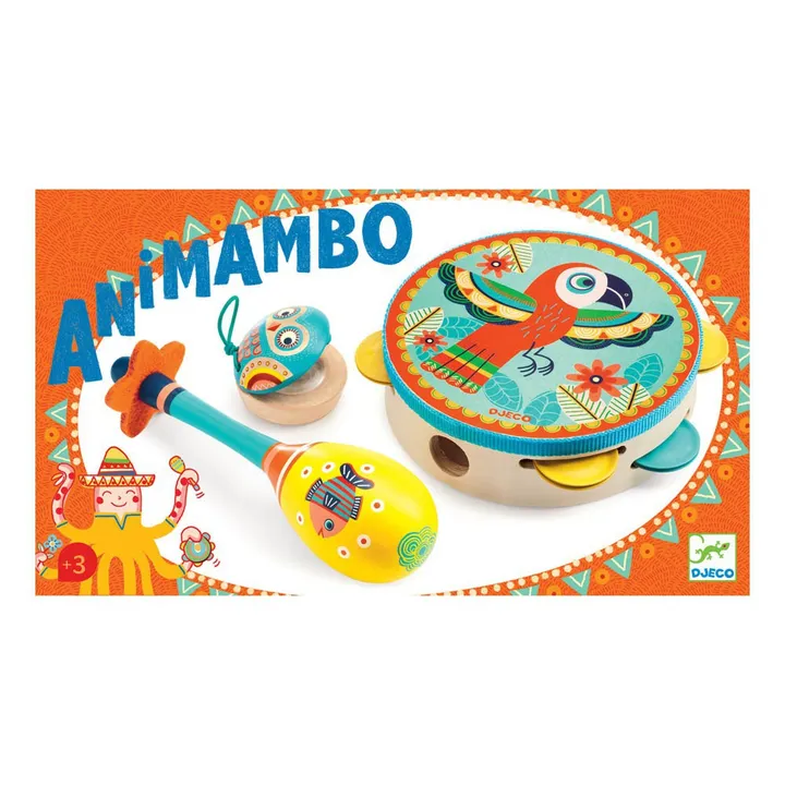 Djeco Set de 3 instruments tambourin, maracas, castagnettes