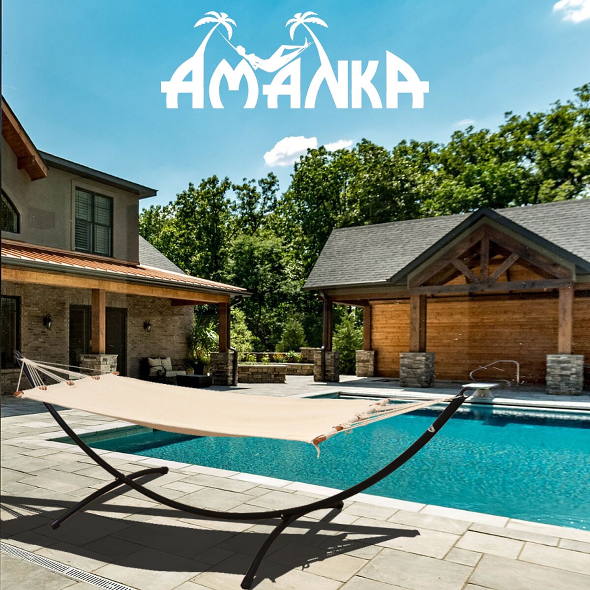 Hängematte mit Gestell 300x100 Garten Liege Outdoor Indoor Hängematte