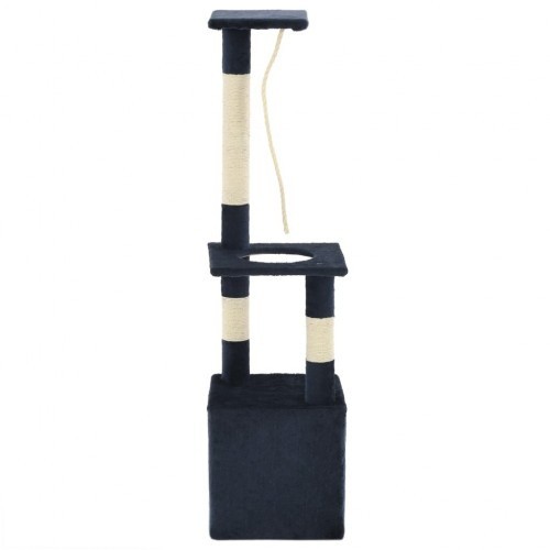 Coçador de galhos com poste de sisal e toca, azul