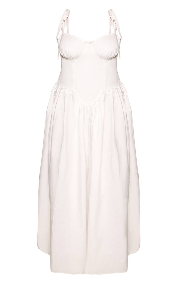 Blanc Robe Longue Droite Grande Taille Vert Sauge À Bretelles Nouées Et Taille Cintrée
