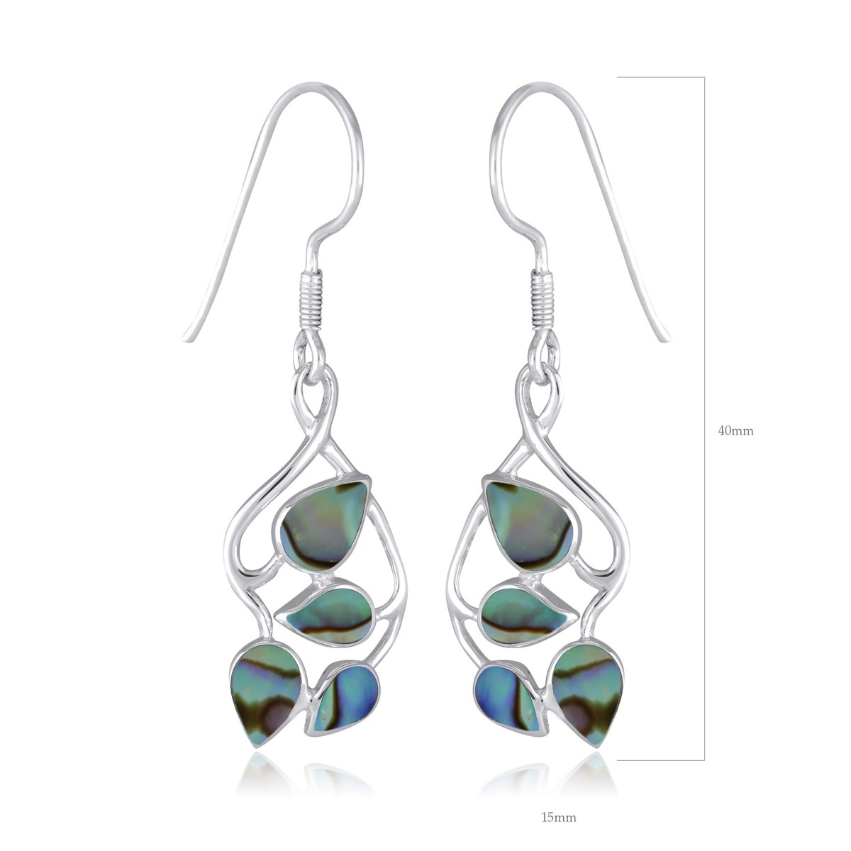 Boucles d'Oreille Feuillage en Nacre Abalone | Argent 925 - Aden Boutique