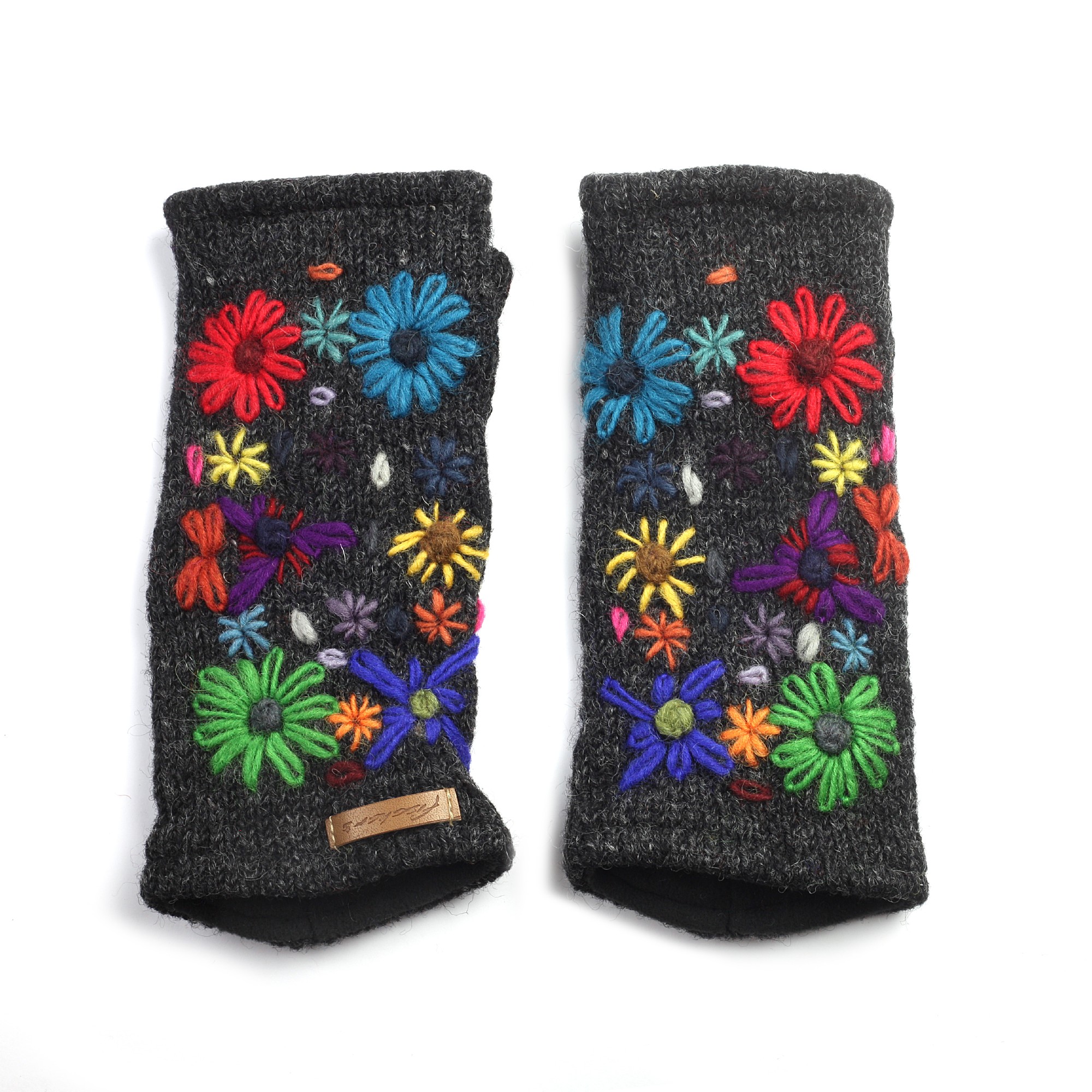 Pulswärmer 'Blumen', grau, multicolor günstig bestellen