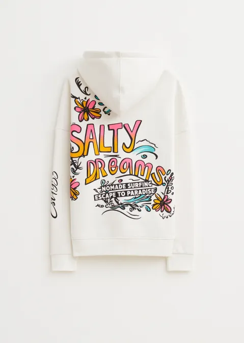 Hoodie met print long malibu off-white (WIT.O)