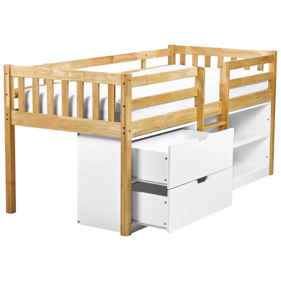 SUSVILLE - Kinderbed - Lichtbruin - 90 x 200 cm - Rubberhout