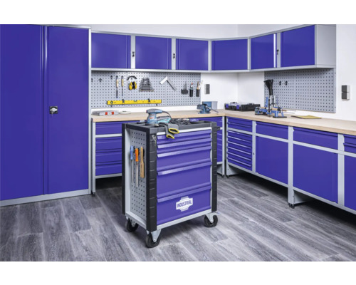 Industriële werkplaatswagen 712 x 943 x 466 mm 5 laden - zonder gereedschap blauw