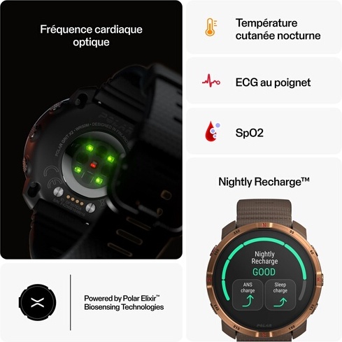 Montre connectée Polar Grit X2 Outdoor Marron