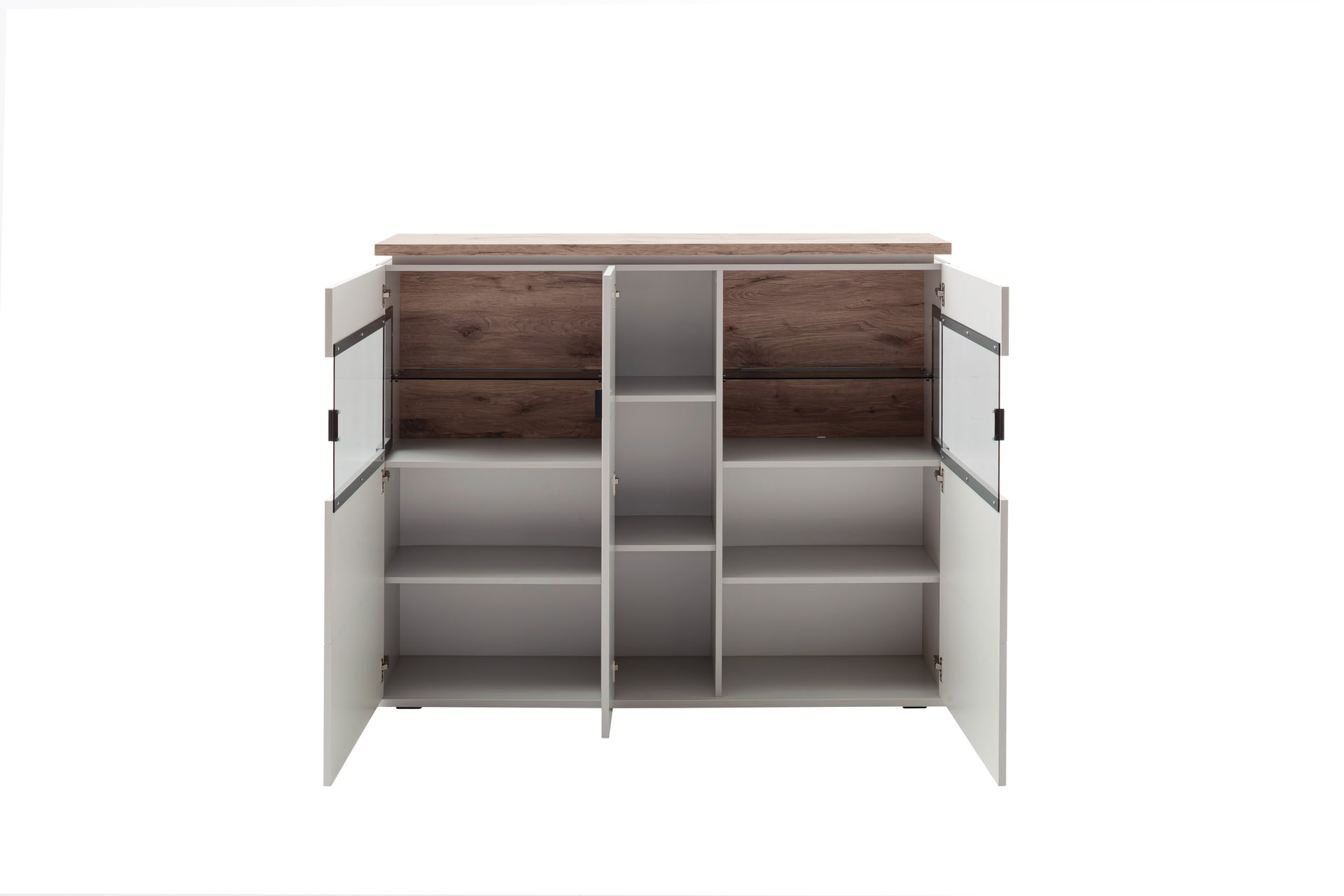 CASAVANTI Highboard AMANTEA 150x124 cm Weiß / Viking Oak