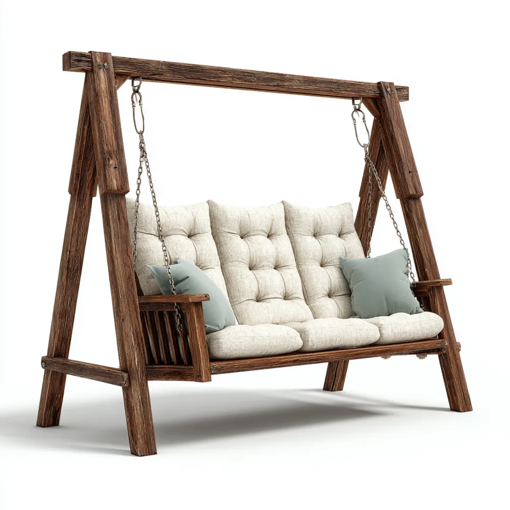 Garten-Holzschaukel Set 200x150x180 cm – Braun – Klassisches Design