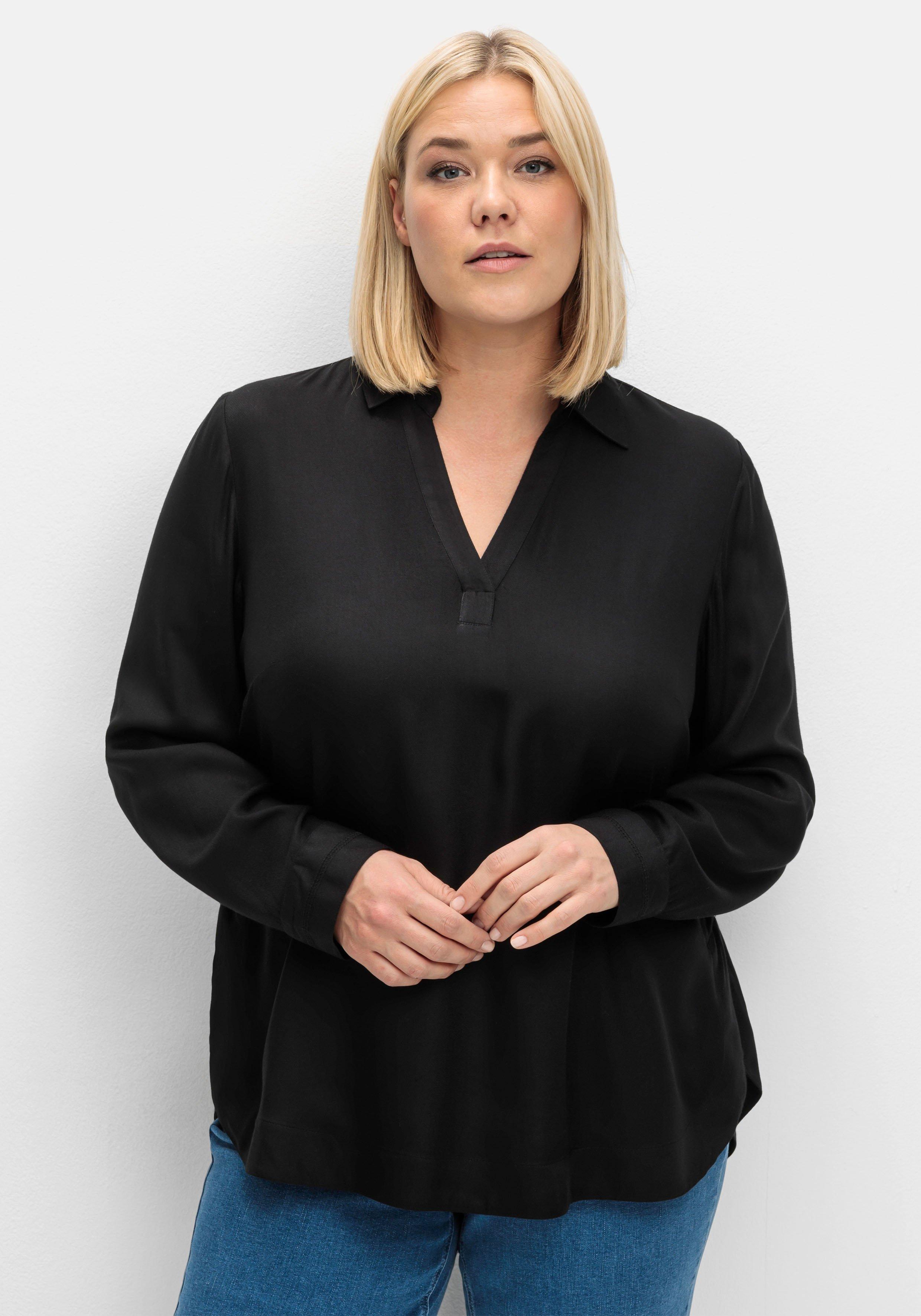 Twill-Tunika mit Hemdkragen und Kellerfalte hinten