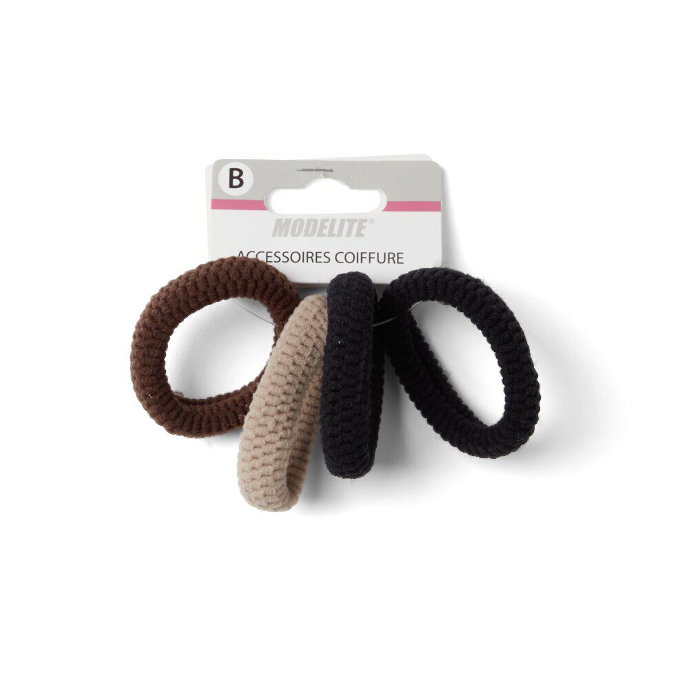 Lot de 4 élastiques à cheveux mousse polyester tricolore
