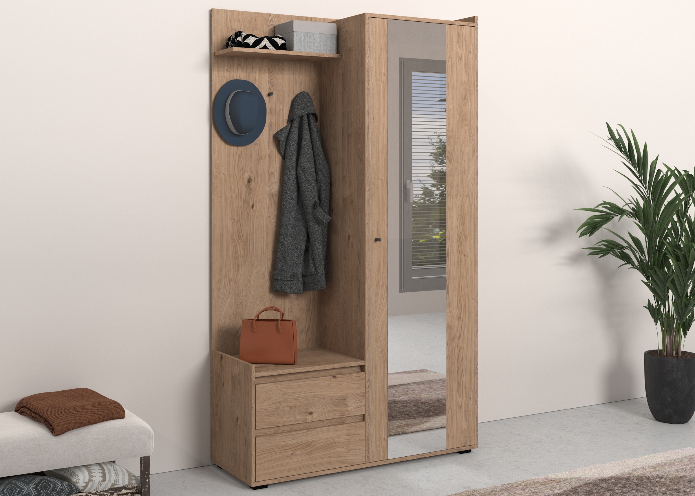 INOSIGN Garderobenschrank »Kosmo« mit Spiegel Masse 118 x 30 cm, Höhe 190 cm, Breite 110 cm