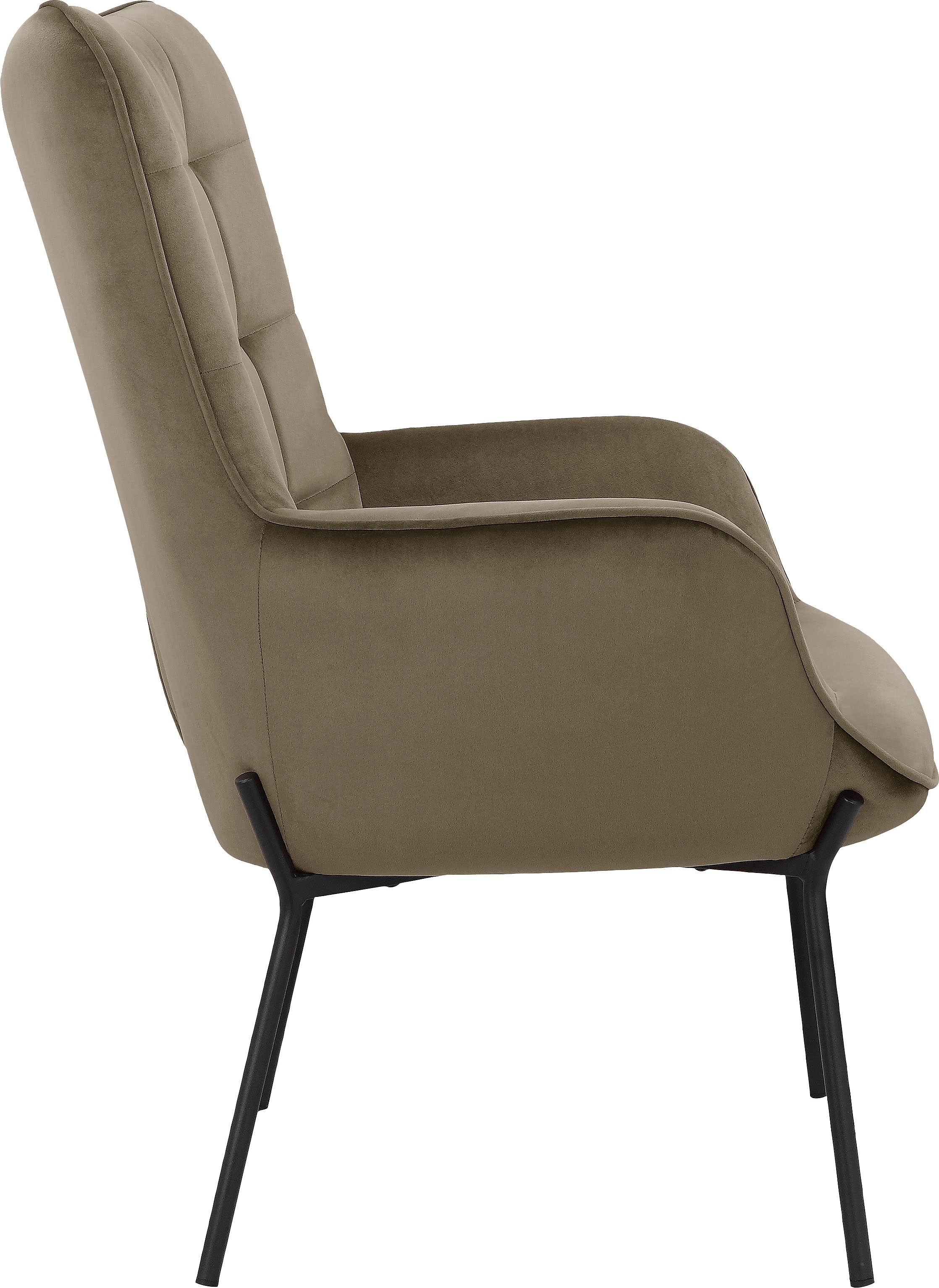 Home affaire Loungesessel »Luukas, Ohrensessel mit Metallbeinen,« 1 Stk. tlg. Stoff recyceltes Polyester, Sitz und Rücken gepolstert, Sitzhöhe 46 cm