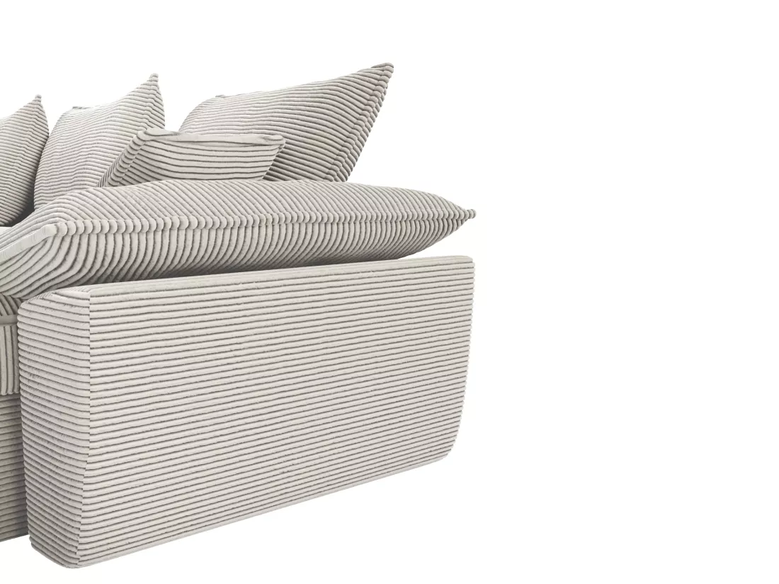 Canapé d'angle droit convertible en velours côtelé gris clair avec coffre de rangement GUILLERMO II