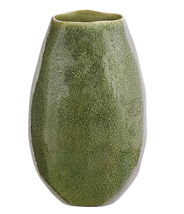 Dehner Keramik-Vase Linn, bauchig, dunkelgrün