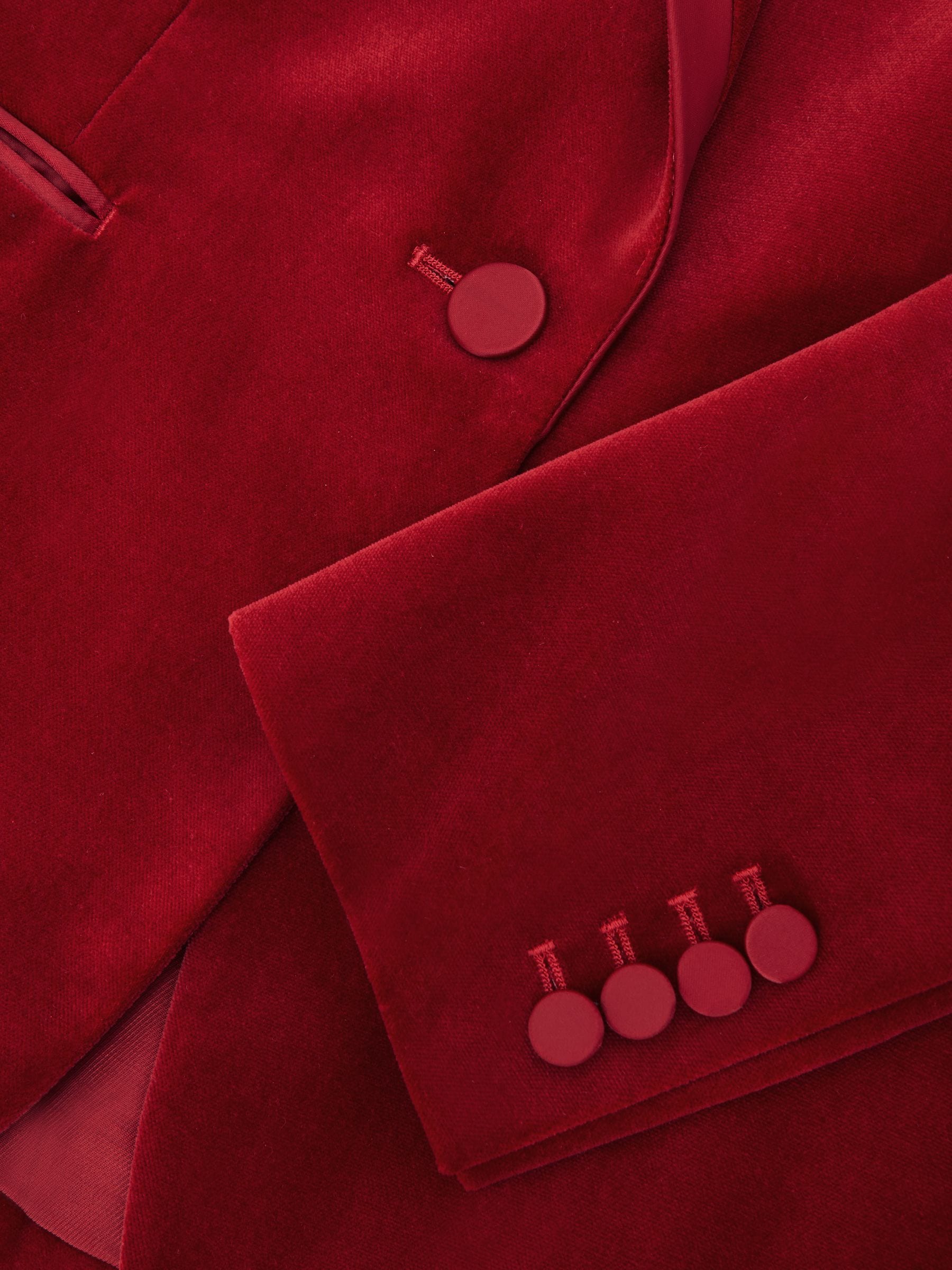 Rood - Reiss Elia - Fluwelen blazer met enkele rij knopen