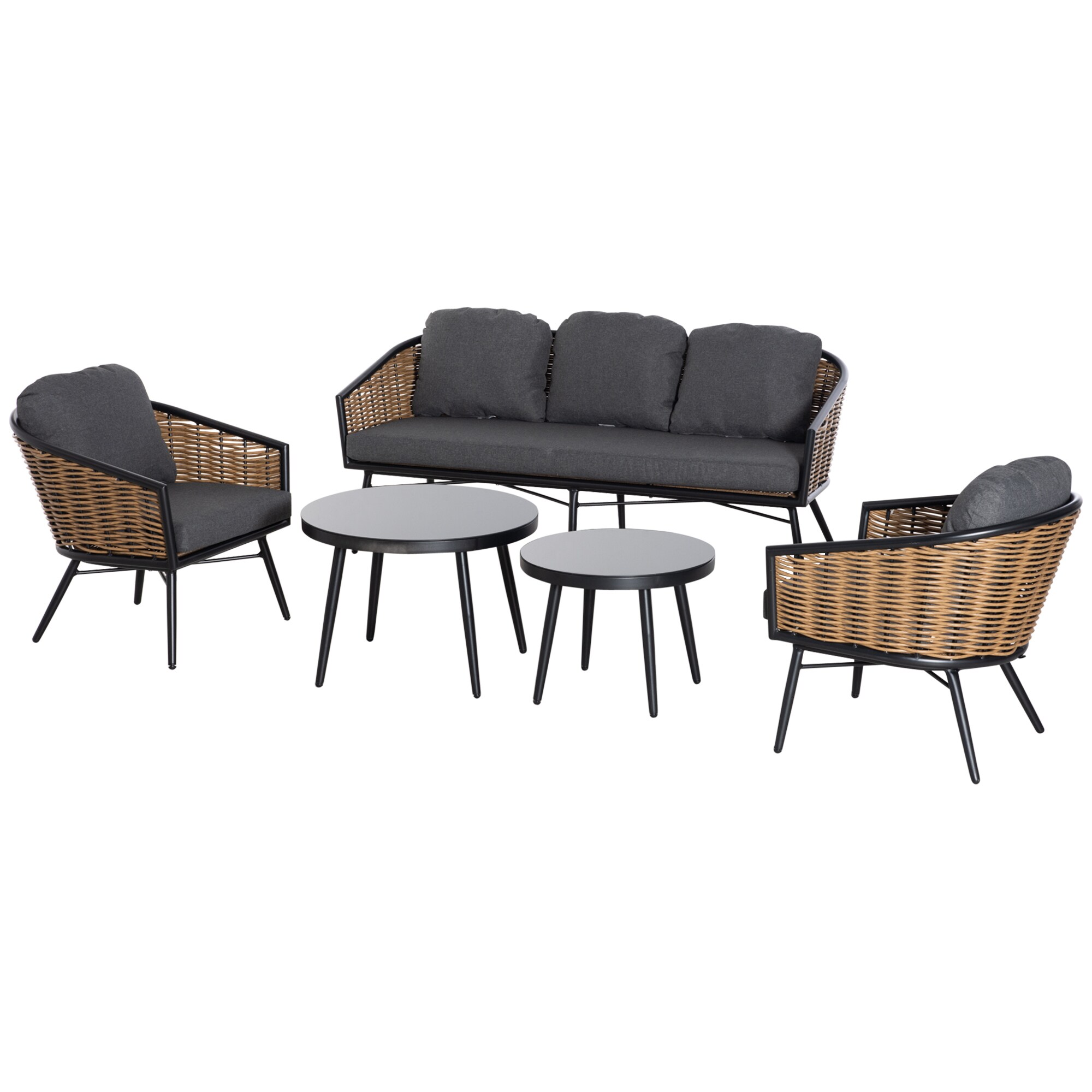 Outsunny Gartenmöbel-Set mit geflecht Design natur 187L x 77B x 77H cm