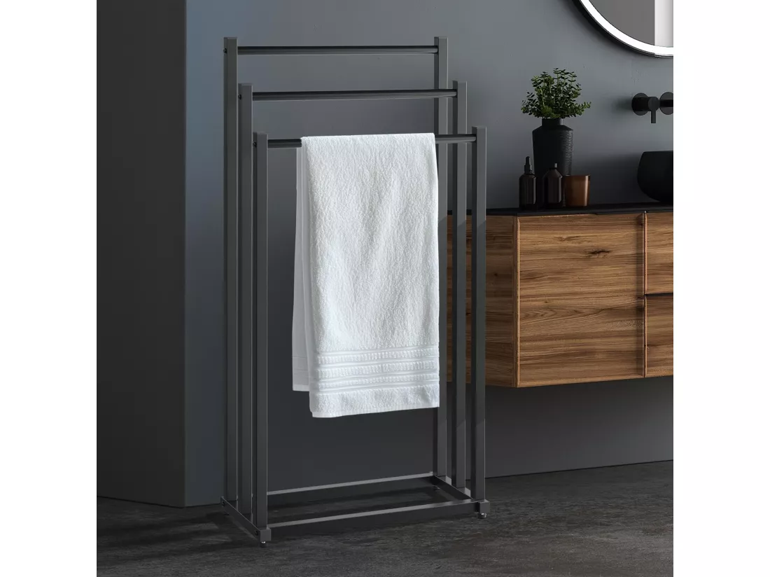 Porte-serviettes - Métal - 45 x 22 x 85cm - Noir - Anoka