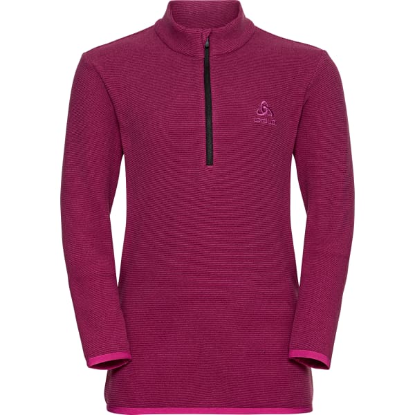 Sweat polaire randonnée ODLO MID LAYER 1/2 ZIP ROY KIDS STRIPE FESTIVAL FESTIVAL FUCHSIA - RASPBERRY FUDGE