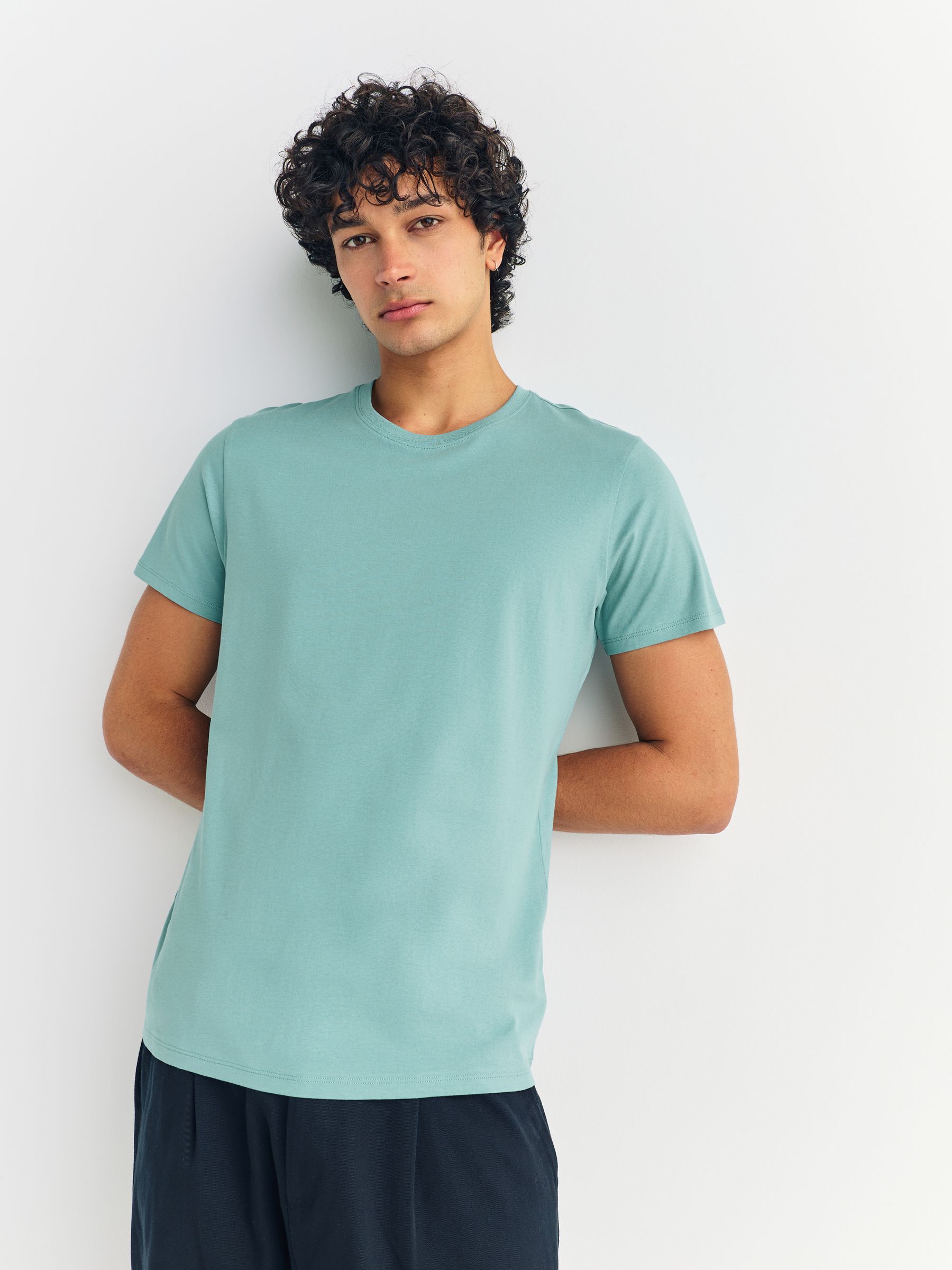 Blauw - Slim Fit - Set van 5 100% katoenen T-shirts met laagjes