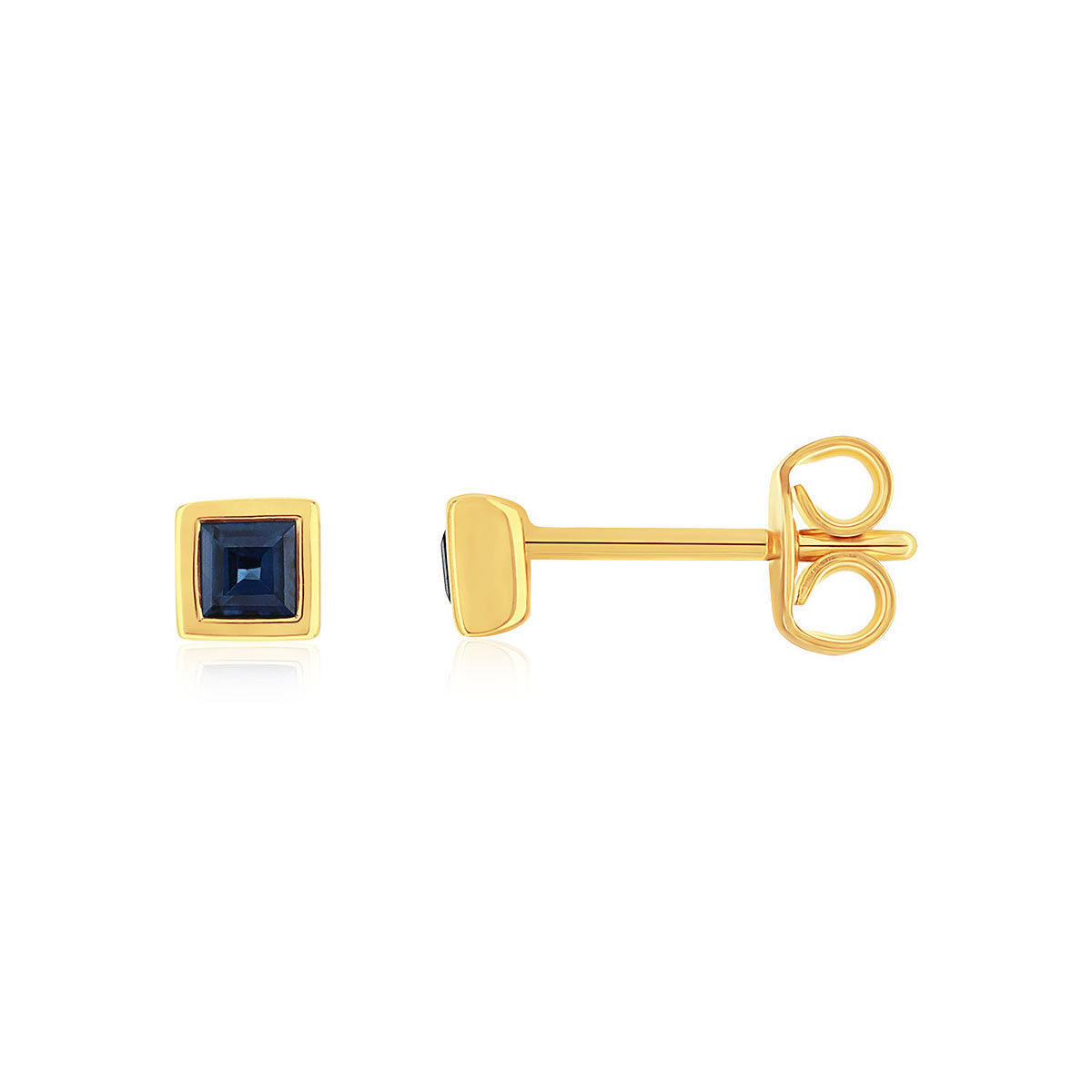 Boucles d'oreilles or 375 jaune saphirs carrés