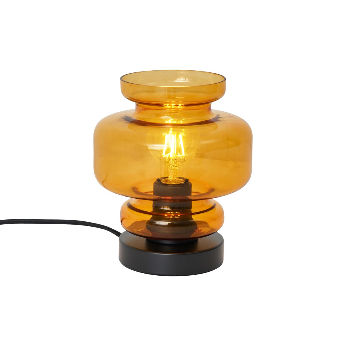 Retro tafellamp zwart met oranje glas - Denise