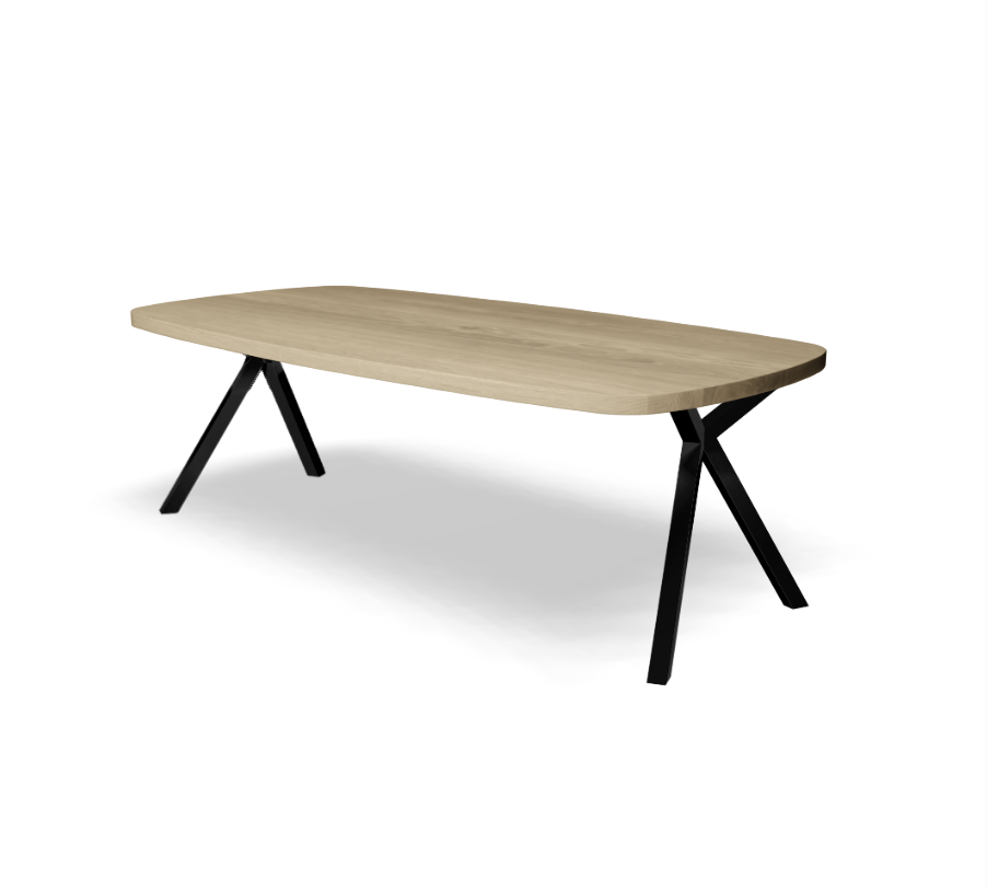 Firma Hout & Staal Eettafel Deens ovaal | xy schuin | matte lak Eettafel Leaf | 300*100cm | Softline| Matte lak