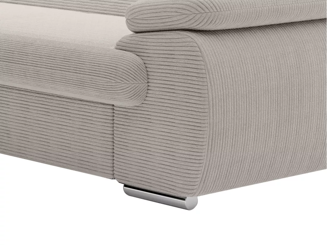 Canapé d'angle gauche convertible en velours côtelé beige FABIEN