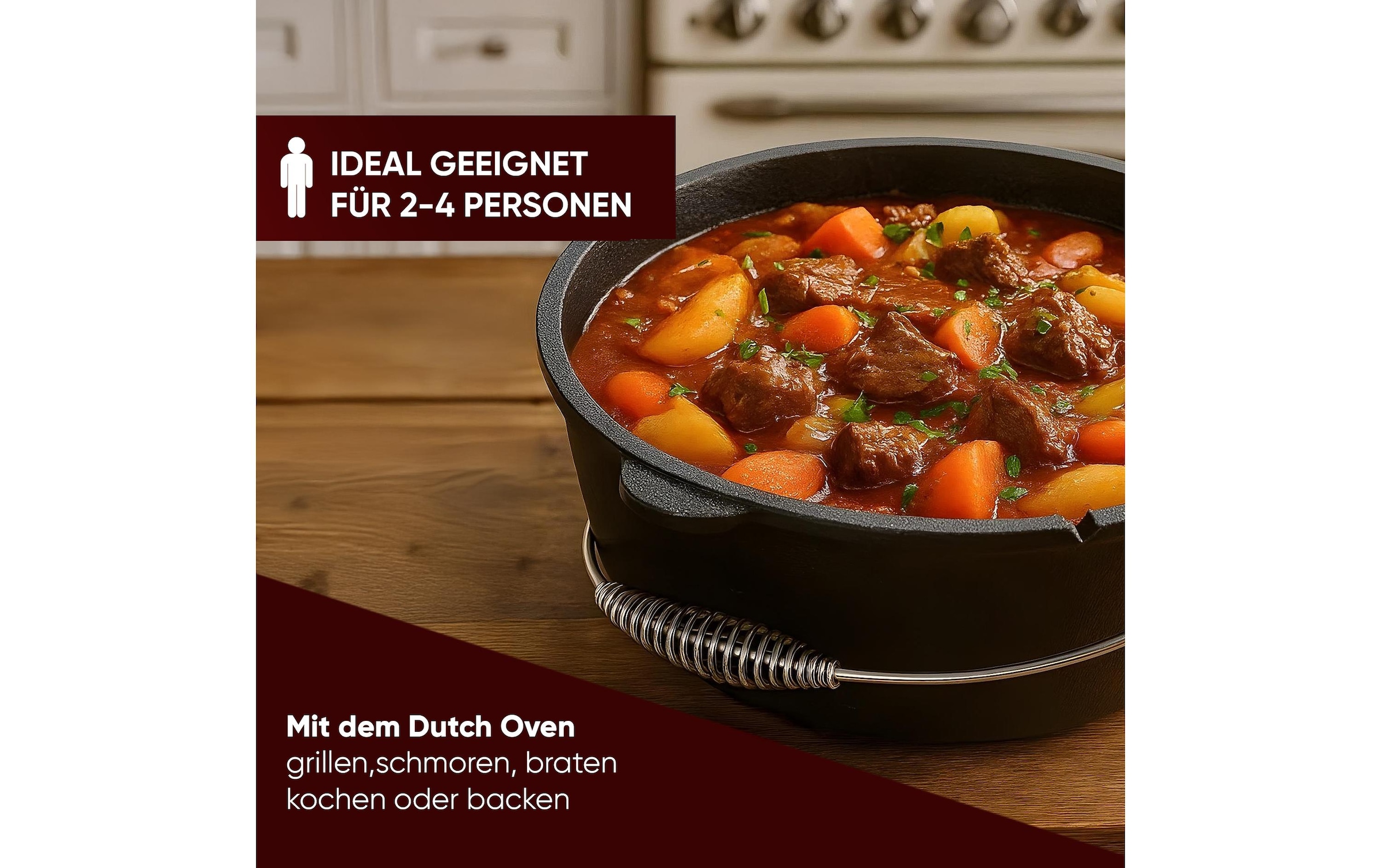 Grilltopf »Gusskoenig Dutch Oven Set 4,5 l mit Heber, Bürste, Untersetzer« Gusseisen