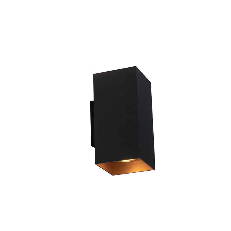 Smart wandlamp zwart met goud vierkant incl. 2 Wifi GU10 - Sab