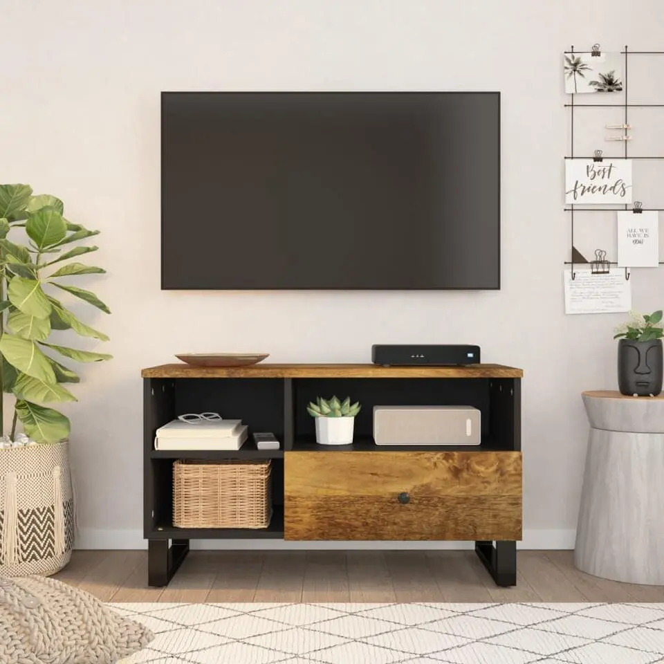 vidaXL - Tv-meubel - Bruin - Mangohout en bewerkt hout - 80 x 33 x 46 cm