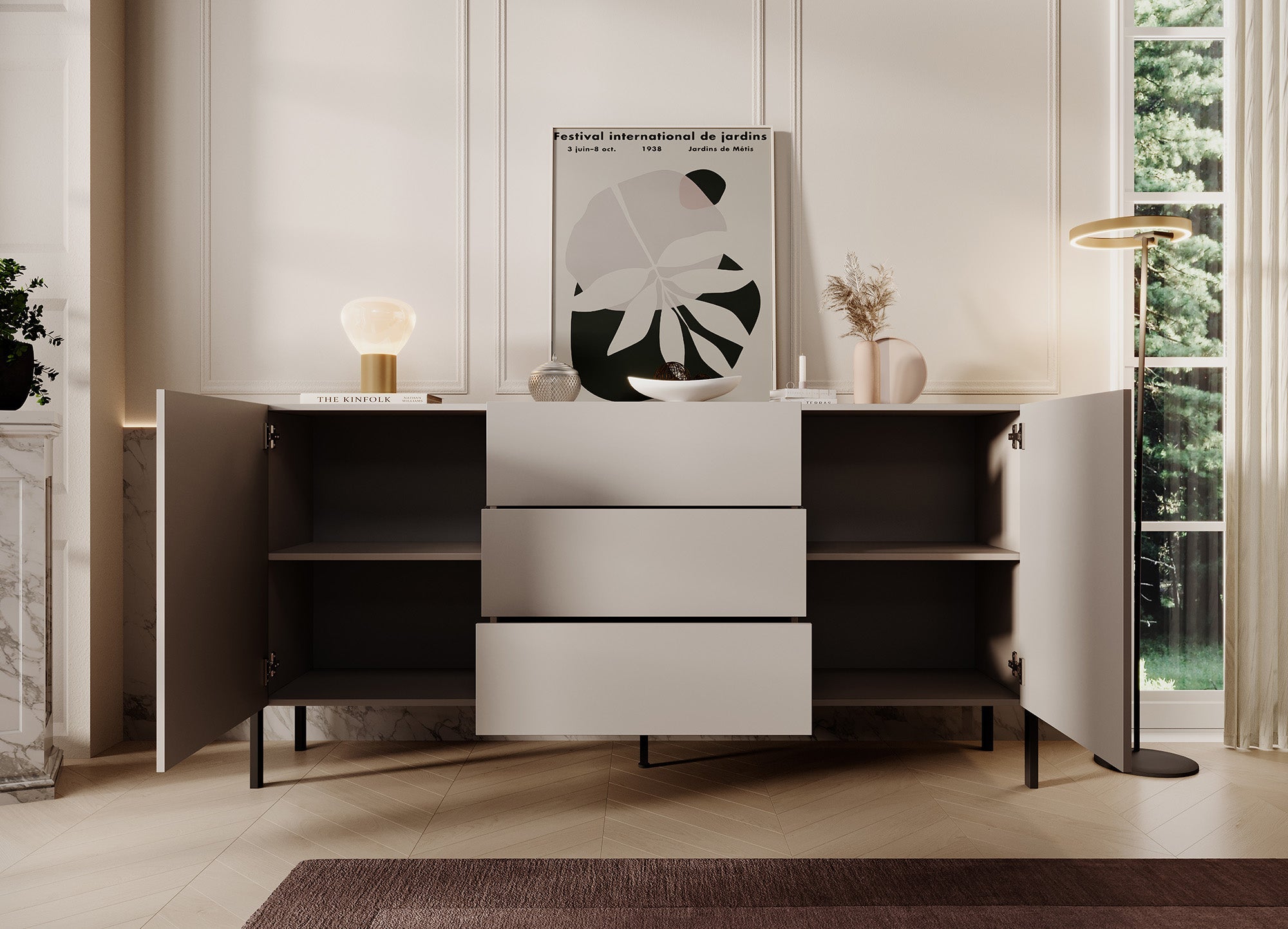 Meubella - Dressoir Jordy - Beige - 184 cm